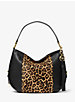 Grand sac à épaule Brooke en cuir et en poils de veau à imprimé léopard image number 0