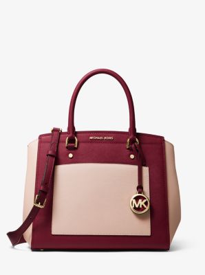 Park Large Two-Tone Saffiano Leather Satchel