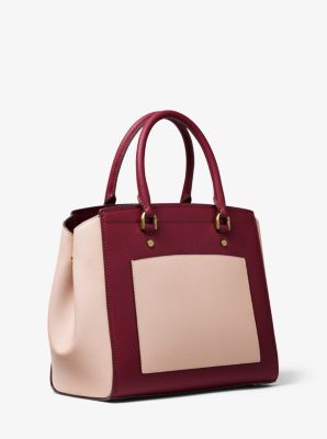 Park Large Two-Tone Saffiano Leather Satchel