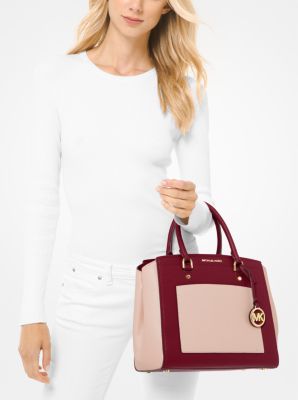 Park Large Two-Tone Saffiano Leather Satchel