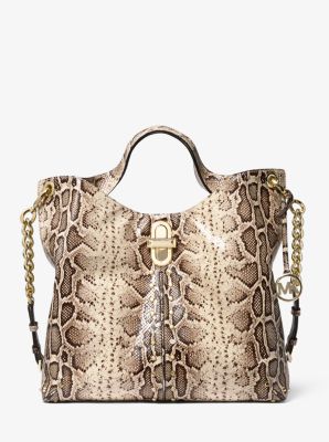 Uptown Astor Legacy Large Snake Embossed Leather Tote Bag