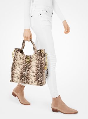 Uptown Astor Legacy Large Snake Embossed Leather Tote Bag