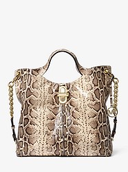 Uptown Astor Legacy Large Snake-Embossed Leather Tote Bag - NATURAL - 30F9GUYE3E