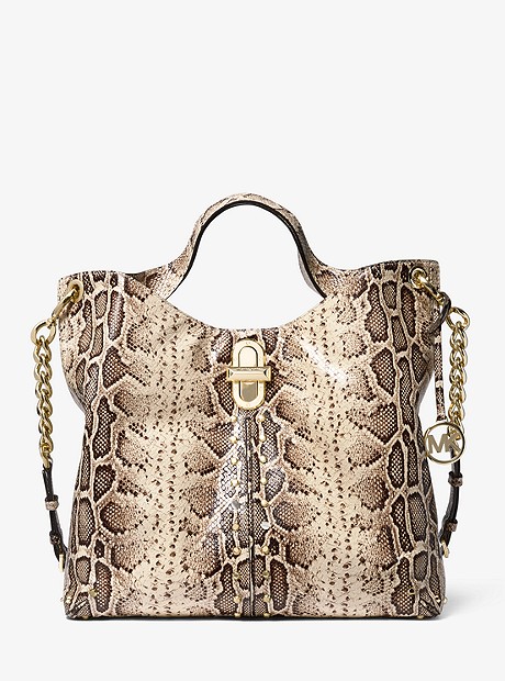 Uptown Astor Legacy Large Snake-Embossed Leather Tote Bag - NATURAL - 30F9GUYE3E