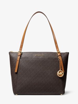 Bags, Michael Michael Kors Jet Set Large Logo Crossbody Bag Signature  Brownoriginal