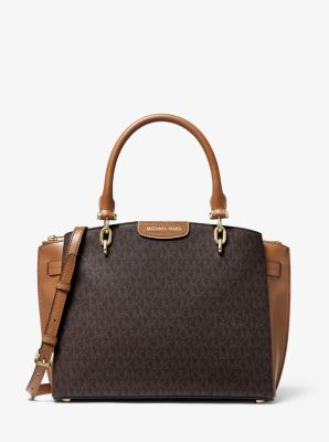 Rochelle medium logo hot sale and leather satchel