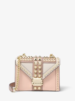 Whitney Small Studded Tri-Color Saffiano Leather Shoulder Bag