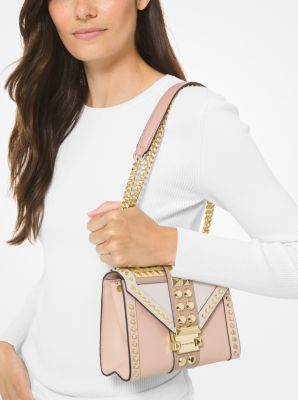 Michael Kors Whitney Large Studded Tri-color Saffiano Leather Convertible  Shoulder Bag In Pink