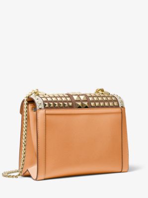 whitney large studded saffiano leather convertible shoulder bag