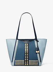 Whitney Large Studded Saffiano Leather Tote Bag - POWDER BLUE - 30F9GWHT3L