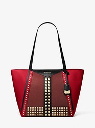 Whitney Large Studded Saffiano Leather Tote Bag - BRT RED MLTI - 30F9GWHT3L