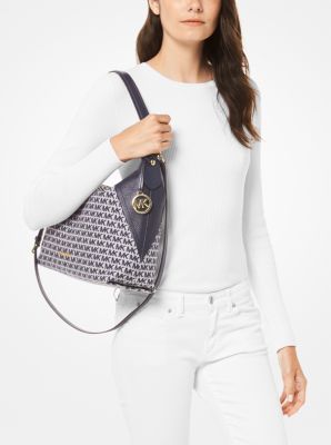 Aria Large Logo Jacquard Shoulder Bag Michael Kors Canada