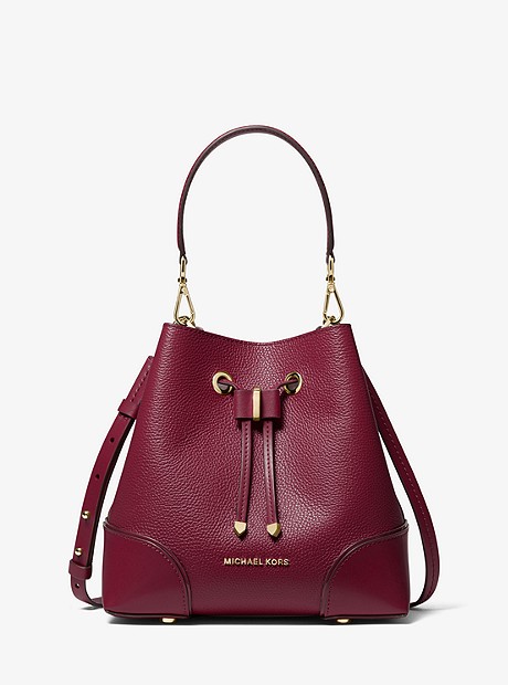 Mercer Gallery Small Pebbled Leather Shoulder Bag - BERRY - 30F9GZ5L1L