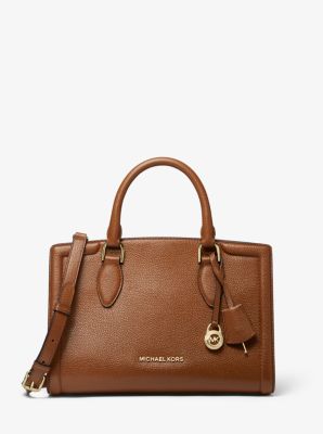Zoe Medium Pebbled Leather Satchel Michael Kors