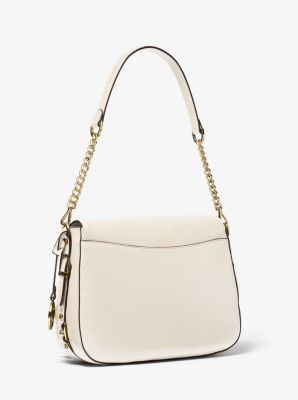 NWT MICHAEL MICHAEL KORS BEDFORD LEGACY MEDIUM DOME SATCHEL LT CREAM GOLD