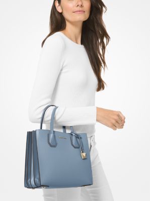 Michael Michael Kors Mercer Large Pebbled Leather Accordion Tote In White