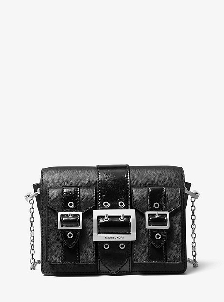 Hayden Medium Saffiano Leather Messenger Bag - BLACK - 30F9S0YM8L