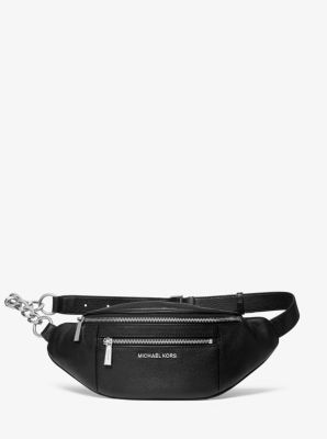 michael kors black leather fanny pack