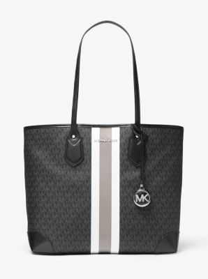 Michael kors black clearance and white striped tote