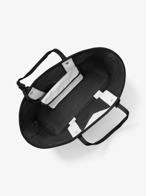 Eva Large Logo Stripe Tote Bag in WHITE COMBO | Michael Kors