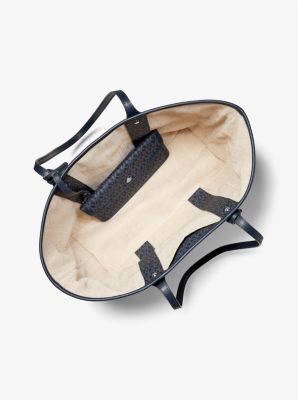 Eva Large Logo Stripe Tote Bag in ADM/PLBL/OPW | Michael Kors