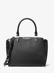 Rochelle Large Logo and Leather Satchel - BLACK - 30F9SV8S3B