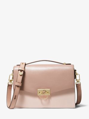 Hendrix Medium Two-Tone Leather Messenger Bag | Michael Kors