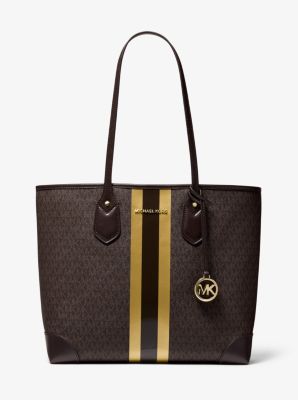 Eva Large Logo Metallic Stripe Tote Bag Michael Kors Canada