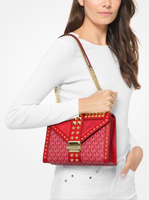 Whitney large star embellished logo and leather convertible shoulder bag sale