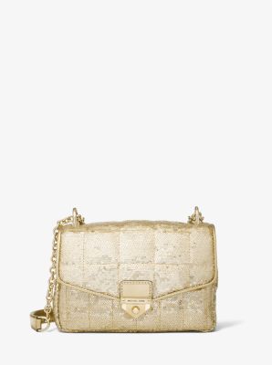 SoHo Small Metallic Sequined Quilted Shoulder Bag Michael Kors