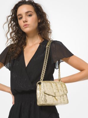 SoHo Small Metallic Sequined Quilted Shoulder Bag image number 3