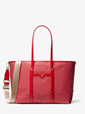 Michael Kors Beck Bright Red Large Pebble Leather Tote Bag