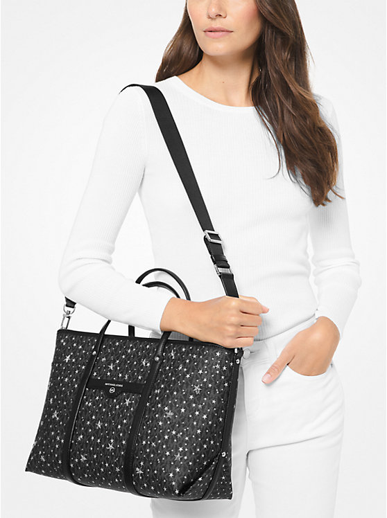 Mentality can not see interior Beck Medium Star-Embellished Logo Tote Bag | Michael Kors