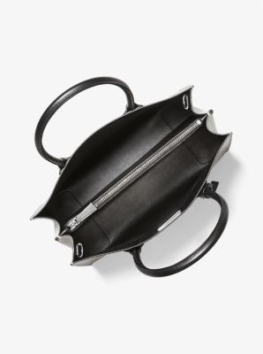Michael Kors Women's Mercer Large Leather Tote Bag Cashew Ecru Black OS 