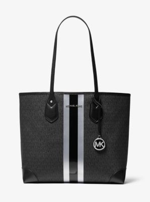 Eva large logo stripe 2025 tote bag michael kors