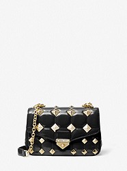 SoHo Small Studded Quilted Patent Leather Shoulder Bag - BLACK - 30H1G1SL1A