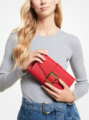 Michael Kors Clutch Bag Penelope In Leather In Rosa