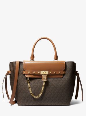 Hamilton Legacy Large Studded Leather and Logo Belted Satchel | Michael ...
