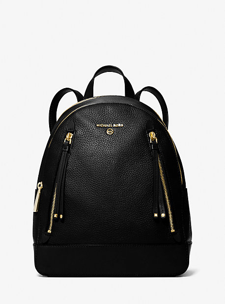 Michaelkors Brooklyn Medium Pebbled Leather Backpack,BLACK