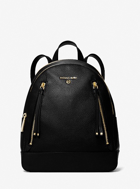 Brooklyn Medium Pebbled Leather Backpack - BLACK - 30H1GBNB2L