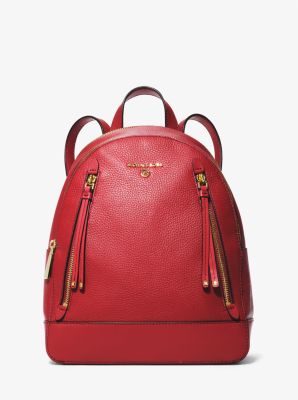 Michael kors red leather 2024 backpack