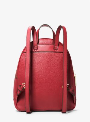 Brooklyn Medium Pebbled Leather Backpack in CRIMSON | Michael Kors