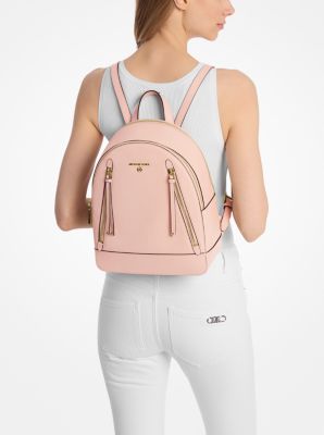 Michael Kors Brooklyn Medium Pebbled Leather Backpack Soft Pink