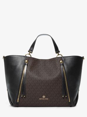 Brooklyn Large Logo and Pebbled Leather Tote Bag | Michael Kors Canada