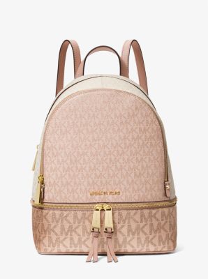 Rhea Medium Color-Block Metallic Logo Backpack image number 0