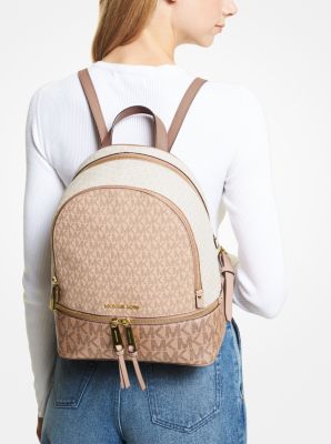 Rhea Medium Color-Block Metallic Logo Backpack image number 3