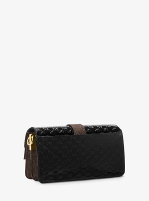 Greenwich Medium Logo Embossed Patent Leather Shoulder Bag