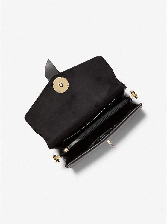Greenwich Medium Saffiano Leather Shoulder Bag Black