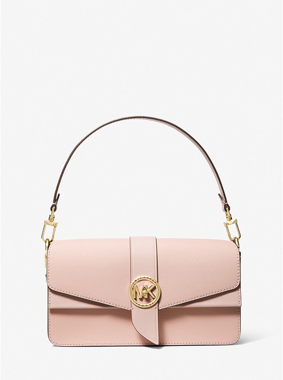 Greenwich Medium Saffiano Leather Shoulder Bag Soft Pink