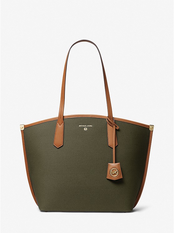 Jane Large Cotton Canvas Tote Bag Olive Combo